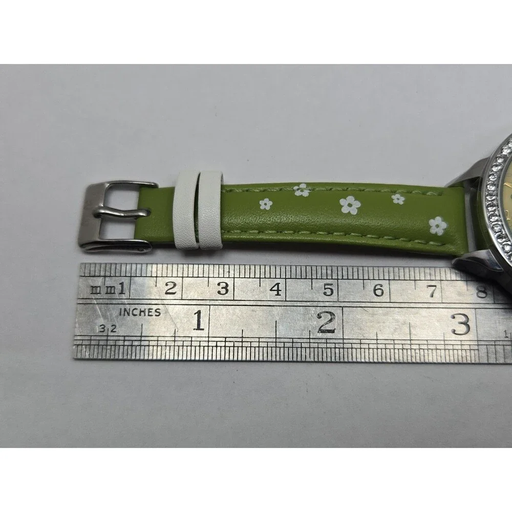 Mini Watch Womens 3D Garden Bird Flower Crystal Bezel Leather Quartz New Battery